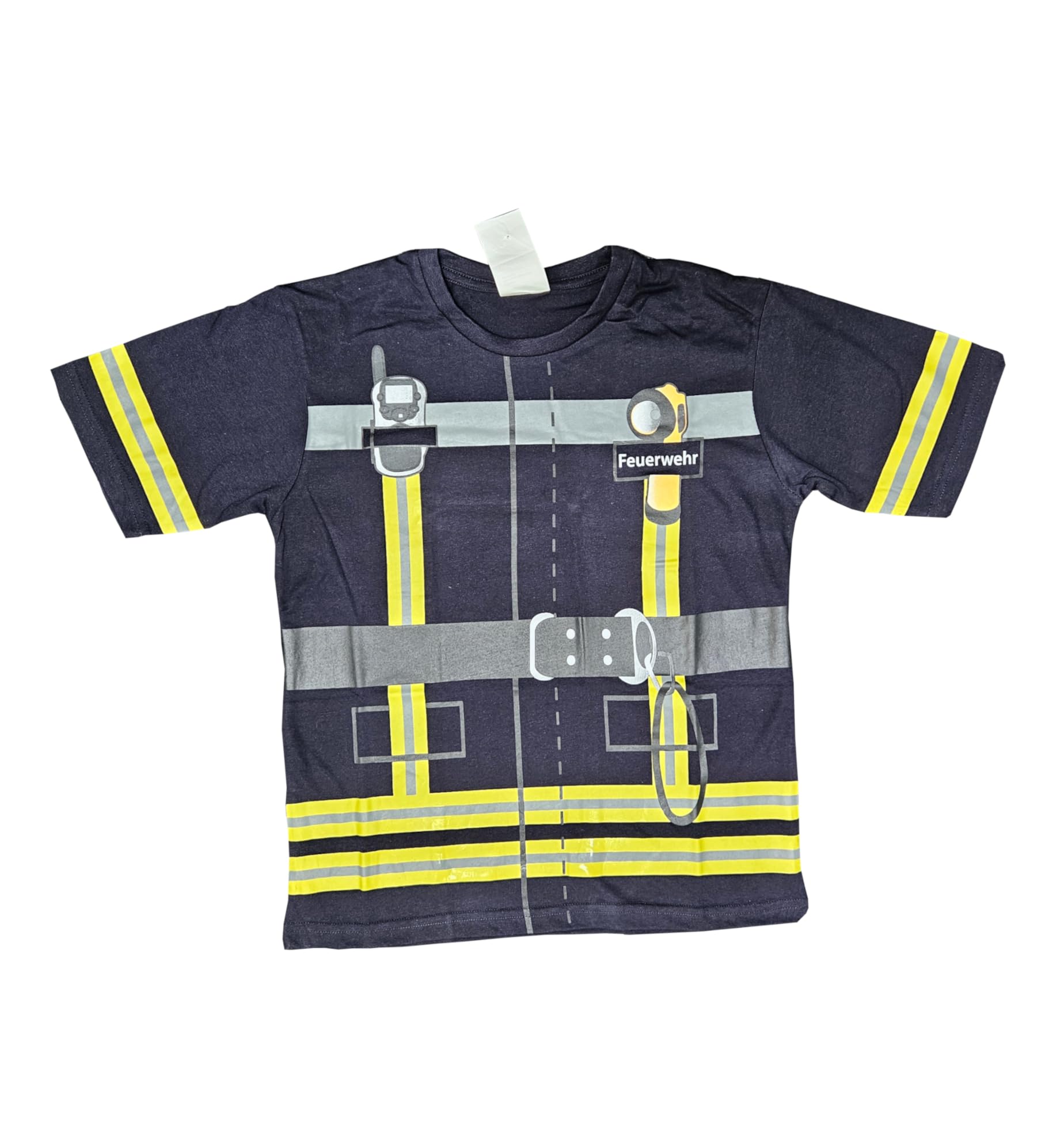 PartyXPeople Fireman Game Shirt, Costume T-Shirt, Children, Motif Shirt, Unisex, Blue, 12933, Size 140