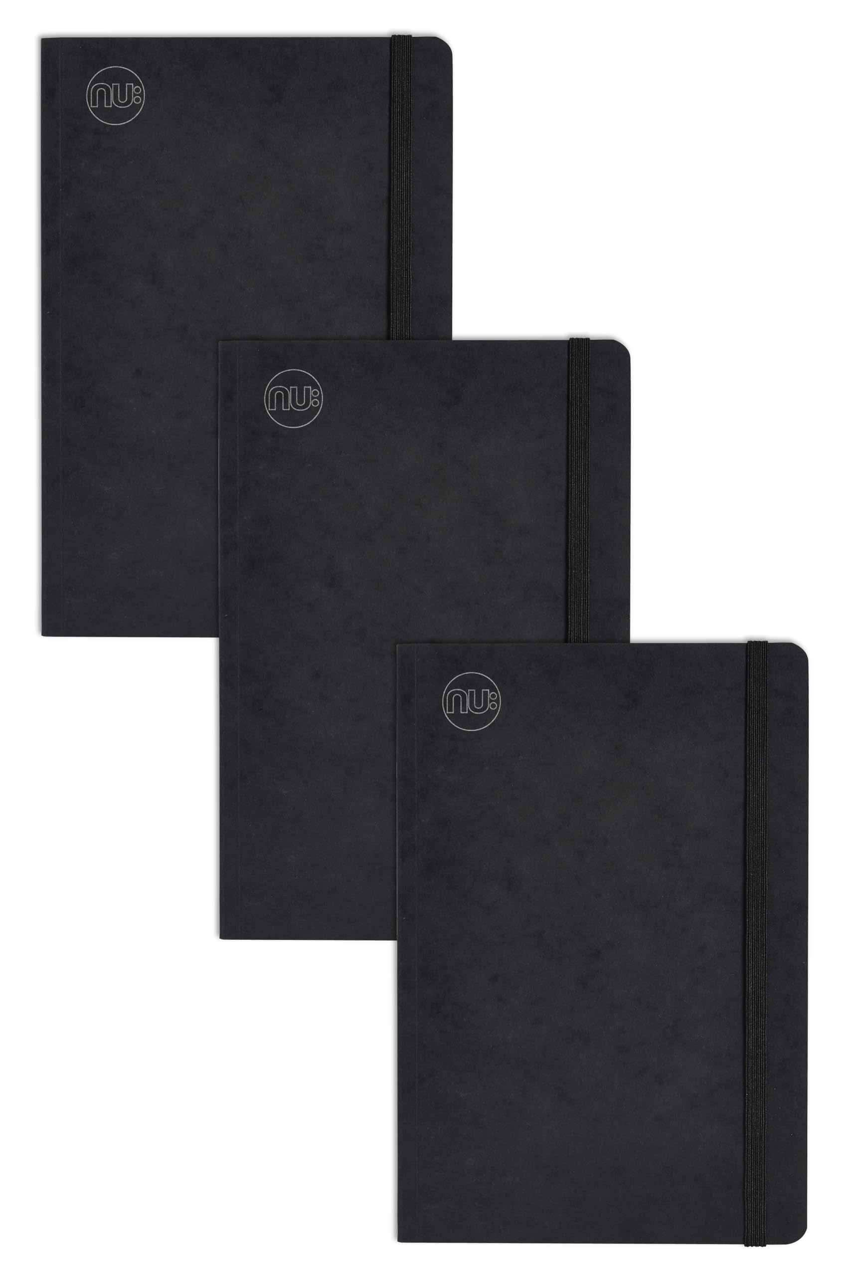 nu: Notebooks - Craze Cloud Range - A5 Journal - Journal Supplies - Stationery Notebooks - Ruled Notepad - Black - 160 Pages - Multipack of 3