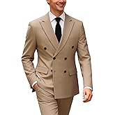 UNINUKOO Men's Suits 2 Piece Pinstripe Double Breasted Tuxedo Suit for Men Slim Fit Formal Dress Blazer Jacket Pants