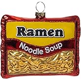 2pcs Blown Glass Ramen Noodles Christmas Ornament, Hanging Glass Ramen Noodles Ornaments for Christmas Tree Decoration