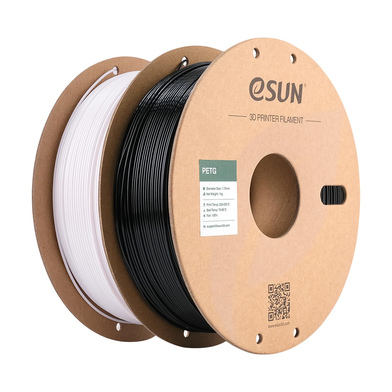 eSUN PETG Filament 1.75 mm, PETG 3D Printer Filament, Measurement Accuracy +/- 0.03 mm, 1KG pro Spule, 2 Spulen 3D Druck Filament für 3D Drucker, Einfarbig Silber