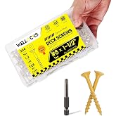 WELLOCKS #8 x 1-1/2 in Tan Deck Screws, 204 PCS with T25 Bit | 1000h Salt Spray Rust Resistant Coating for Outdoor Pressure Treated Lumber, Fences, Decks, and Wood Repair.