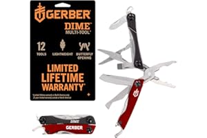 Gerber Gear Dime 12-in-1 Mini EDC Multitool - Needle Nose Pliers, Pocket Knife, Keychain, Bottle Opener - EDC Gear and Equipment, Gifts for Men - Red