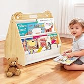 dakewang Small Bookshelf for Kids and Toddler, Double-Sided Baby Bookshelf, Montessori Kids Bookcase, Baby Book Shelf for Nursery (White)