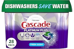 Cascade Platinum Plus Dishwasher Pods, Dish Detergent ActionPacs, Fresh, 28 Count