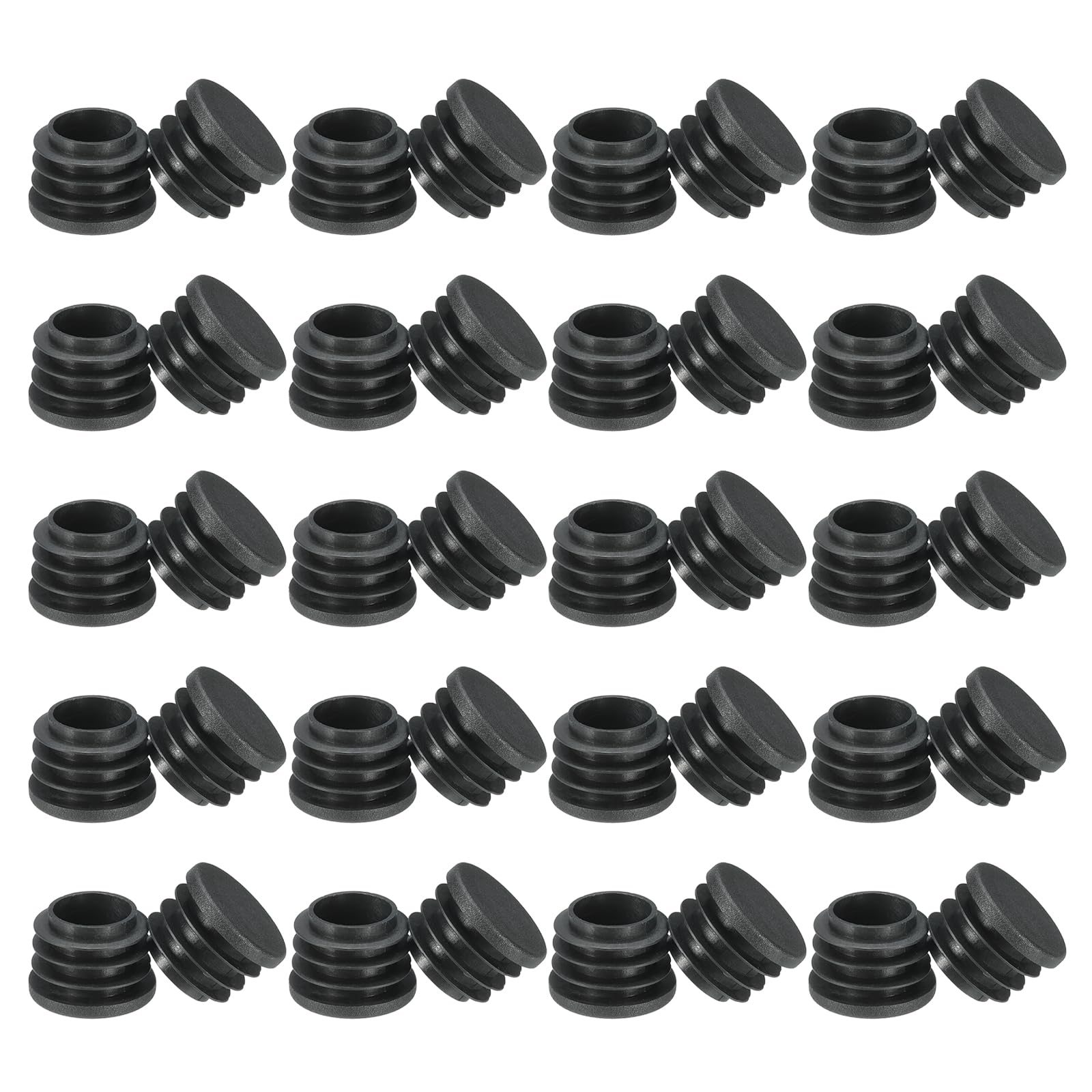 PATIKIL Round Plastic Hole Plugs 15/16inch, 40 Pack Pipe Tubing End Cap for Round Metal Tubing Furniture Chair Leg Fence Post Pipe, Black