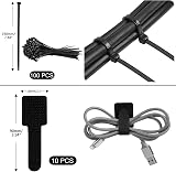 SOULWIT Cable Management Kit 200Pcs - 4 Sleeves 37 Clips 10 Ties 20+2 Rolls view 7