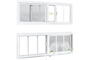 COLORPAPA 2 Pack Shed Windows, 10"x29" Sliding Windows, Transom Window with Tempered Glass for Shed, Chicken Coop, Playhouse, Household, Garage, Barns (White)