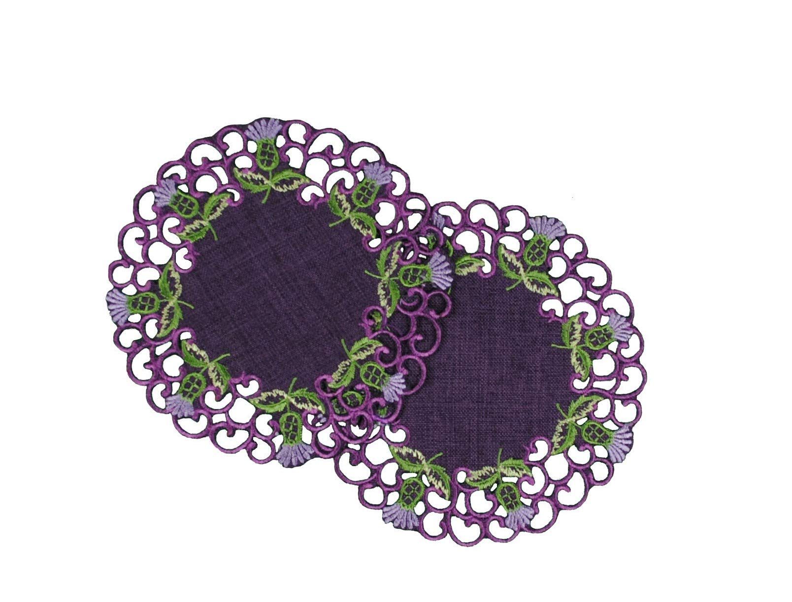 Justina Claire Pair of Doilies (small) in a Glencoe Thistle Design.