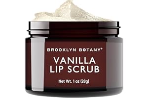 Brooklyn Botany Lip Scrub Exfoliator 1 oz – Lip Moisturizer for Dry Lips and Chapped Lips – Gentle Lip Exfoliator for Smooth and Brighter Lips – Vanilla Flavor