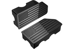 OGYE American Flag Stake Pocket Covers for 2014-2018 GMC Sierra 1500,Chevy Silverado 1500/2500/2500HD/3500 Truck Bed Rail Stake Odd Shaped Hole Plugs Caps (Black, 2-Pack)