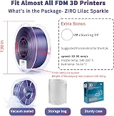ZIRO Glitter Multicolor PLA Filament 1.75mm 1kg Lilac Sparkle Slow Color view 5