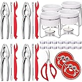 Luvan 33 Pcs Crab Crackers and Tools Set with 4 Crab Leg Crackers, 4 Crab Forks, 4 Lobster Shellers, 4 Butter Warmers, 1 Seafood Scissors, 14 Tealight Candles, 2 Crab Grabber-Seafood Boil Party Supply