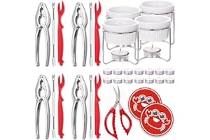 Luvan 33 Pcs Seafood Tools Set with 4 Crab Crackers, 4 Crab Leg Forks/Picks, 4 Lobster Shellers, 1 Seafood Scissors, 4 Butter