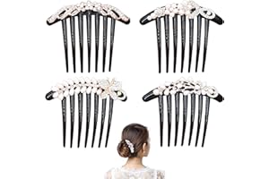 GEOGEODIY 4 Pcs Pearls Hair Side Comb Womens Girls Rhinestones Flower Hair Combs Pins Hair Accessories Vintage Wedding Headpieces Hair Tools Hair Accessory Wedding Daily Gift for Women and Girls