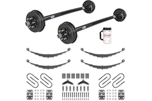 Rockwell American 5,200 lb Tandem Electric Brake Trailer Axle Kit – 95” Hubface / 80” Spring Center – 10,400 lb Capacity – Double Eye Springs, U-Bolts & Hanger Kit – Complete Running Gear Kit