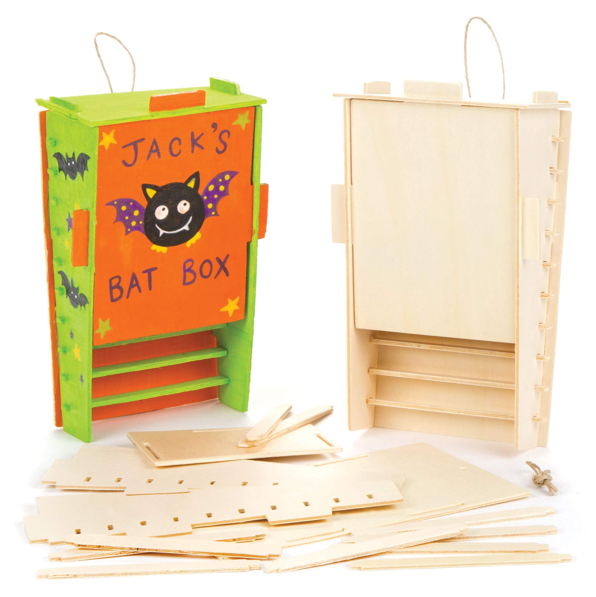 Baker Ross AV440 Wooden Bat Box Kits - Pack of 2, Perfect for Children to Design and Decorate