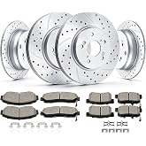 Acinoparts Front and Rear Brake Kit for 2007-2011 Honda CR-V | 2012-2016 CR-V (AWD Models ONLY) 2010-2012 RDX (FWD Models ONLY) Drilled and Slotted Brake Rotors Ceramic Brake Pads