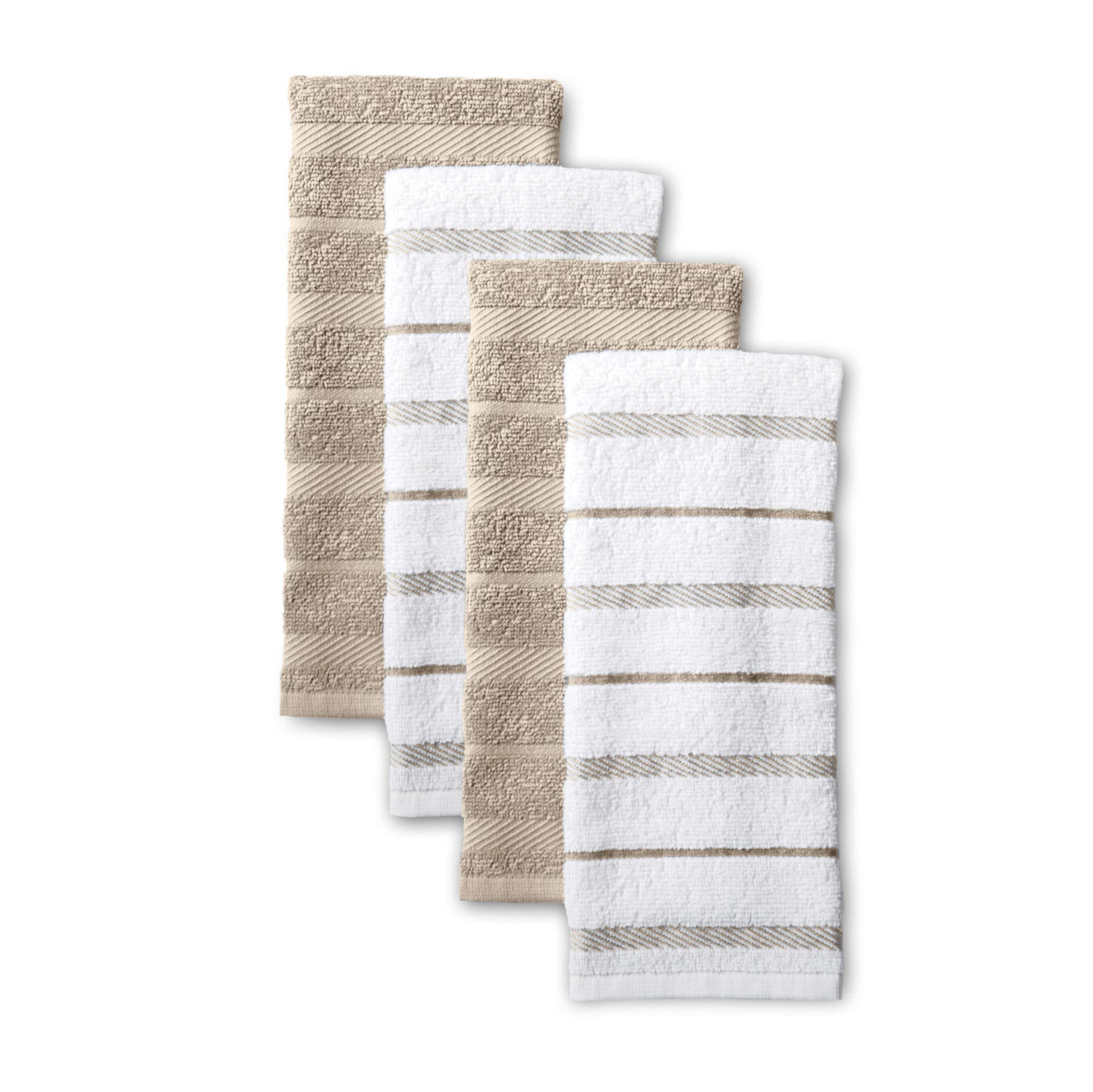 Photo 1 of KitchenAid Albany Kitchen Towel 4-Pack Set, Milkshake Tan/White, 16"x26"