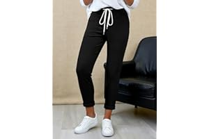 Adjustable Drawstring Womens Pants, High Waist Casual Baggy Travel Jogger Sweatpants with Pockets