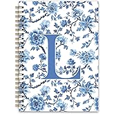 NaZaUK Blue Initial L Custom Notebook Journal, Journal for Teen Girls, Personalized Teen Girl Gifts, Monogrammed Gifts for Women Teen Girls, Custom Journal, College Ruled Spiral Notebook 5.5 x 8.3