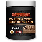WERBME Leather Recoloring Balm & Color Restorer - 10OZ Multipurpose Dye & Paint for Faded Leather Couches, Car Seats, Shoes | Fix Scratches on Clothing, Furniture & Accessories(Camel)