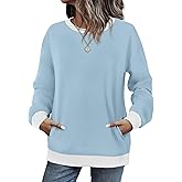 WIHOLL Crewneck Sweatshirts Women Long Sleeve Tops Fall Fashion 2026 Winter Clothing Pullover with Pockets S-2XL