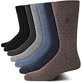 IZOD Mens Dress Socks - 7 Pack Lightweight Moisture Wicking Stay Up Cuff Crew Socks for Men for Casual Business Formal Wear, Size 6-12.5, Multi