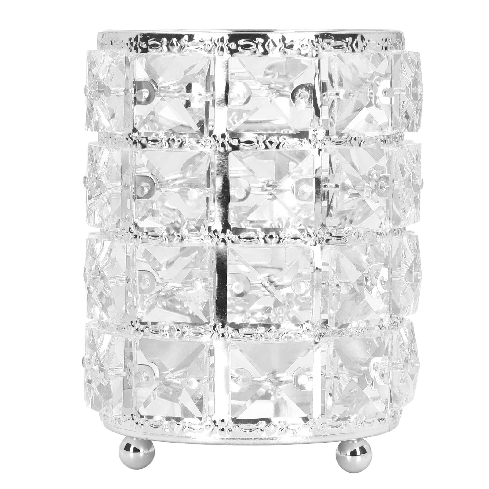Crystal Makeup Brush Holders, Crystal Vanity Bling Cosmetics Brushes Organizer Crystal Comb Pencil Holder Storage for Bathroom, Bedroom(Silver)