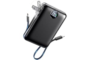 AIFENG Portable Charger Power Bank 10000mAh, Built-in Cables & Wall Plug, 22.5W USB-C Fast Charging Battery Pack, 4 Outputs,