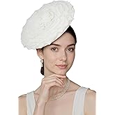 Coucoland Fascinators Hats for Women - Tea Party Cocktail Kentucky Fascinator Multilayer Flat Derby Hat with Pearl for Party