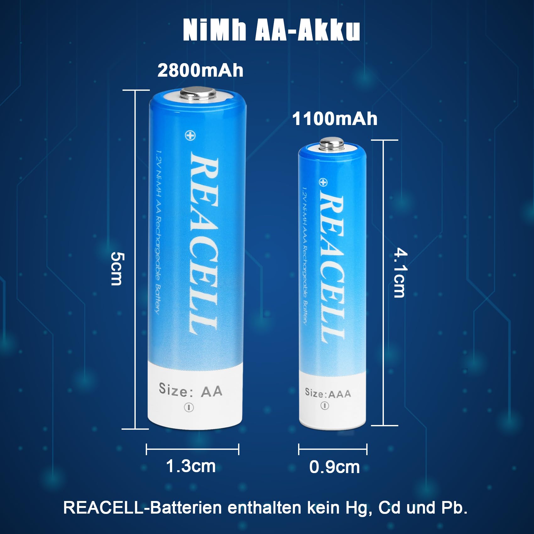 REACELL 1.2V AA NI-MH Wiederaufladbare Batterien mit Aufbewahrungsbox 7