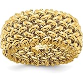 JewelryWeb 14k Solid Yellow Gold Mesh Ring Size 7.50 9.5mm Wide Ring for Women