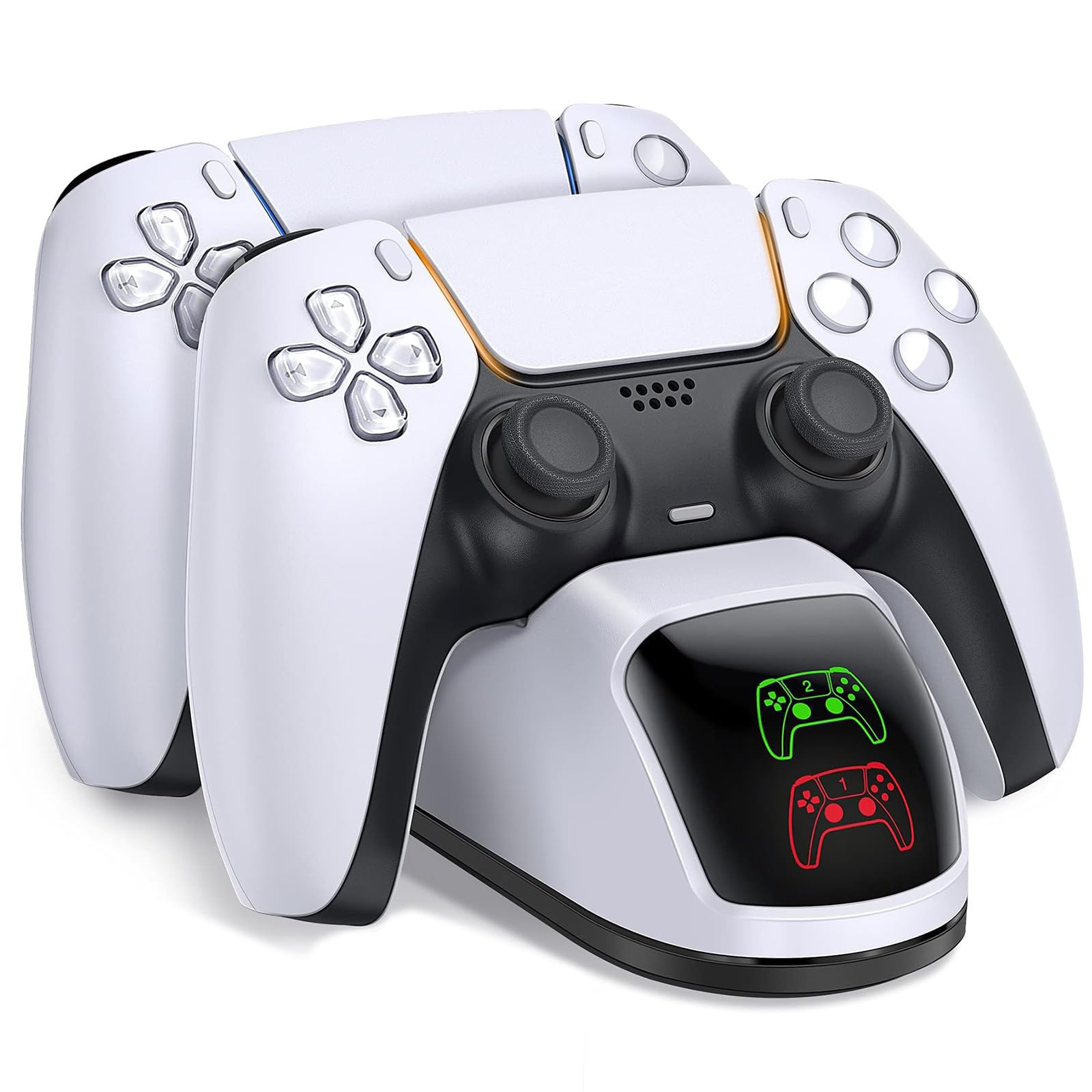 Photo 1 of PS5 Controller Charging Station, Playstation 5 Dualsense Charger Dock with Dual Stand, Upgrade PS5 Charger Accessory with Fast Charge Cable, Playstation 5 Station, White