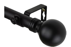 Rod Desyne 100-01-662 Globe Window Curtain Rod Set, 66-120 inch, Black