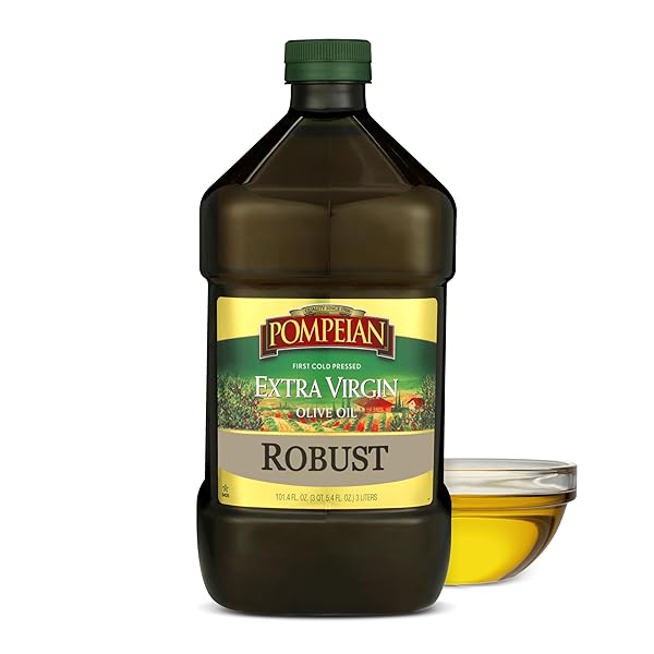 POMPEIAN ROBUST EXTRA VIRGIN OLIVE OIL, CONTAINS POLYPHENOLS, FIRST COLD PRESSED, 101 FL OZ