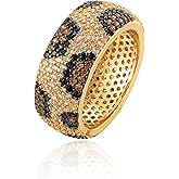 Mixcbe Gold Plated Leopard Ring for Women Leopard Cubic Zirconia Statement Rings for Women Men Christmas Wedding Birthday Jewelry