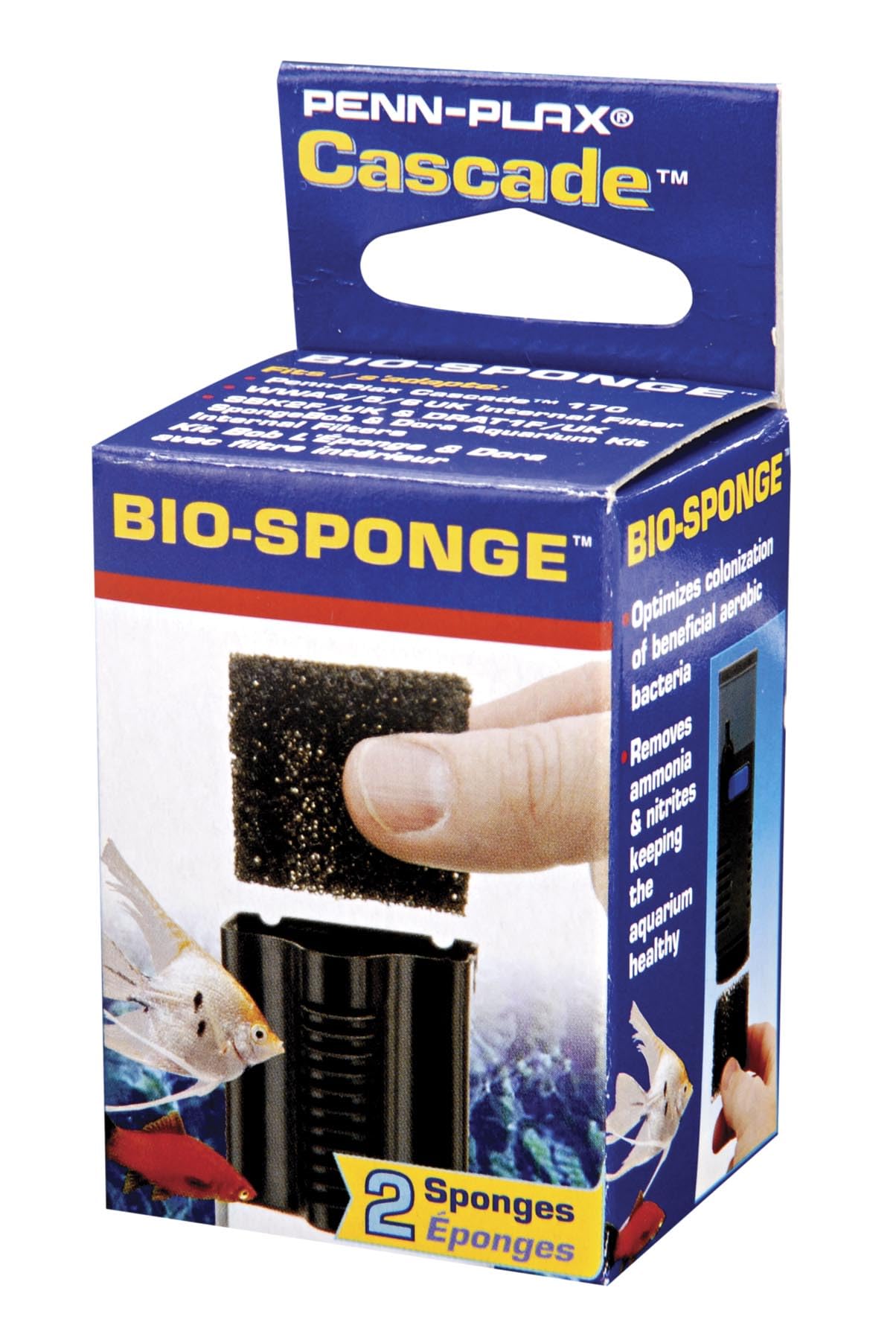 Penn-Plax Cascade 170 Filter Replacement Bio-Sponges (2 Sponges) – Provides Physical and Biological Filtration for Freshwater and Saltwater Aquariums