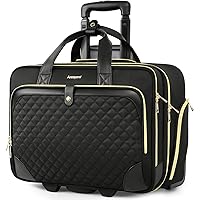 bagsmart Rollende laptoptas voor dames, rollende aktetas voor 15,6-inch laptops, handbagage onder de stoel met wielen, rollende computertas met TSA- slot, grijs, 15.6 Inch