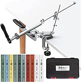 RUIXIN PRO RX-009 Professional Knife Sharpener with 10 Whetstones, 360° Rotation Flip Design Fixed-Angle Aluminum Alloy Kitch