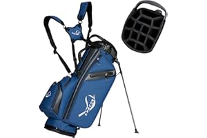 ANNCORD Golf Stand Bag with 14 Way Full Length Dividers, PU Leather Golf Bag for Men, Waterproof Golf Bags with Stand, 6 Pockets & Cooler Pouch, Adjustable Dual Straps, 2 Rain Cover Hood