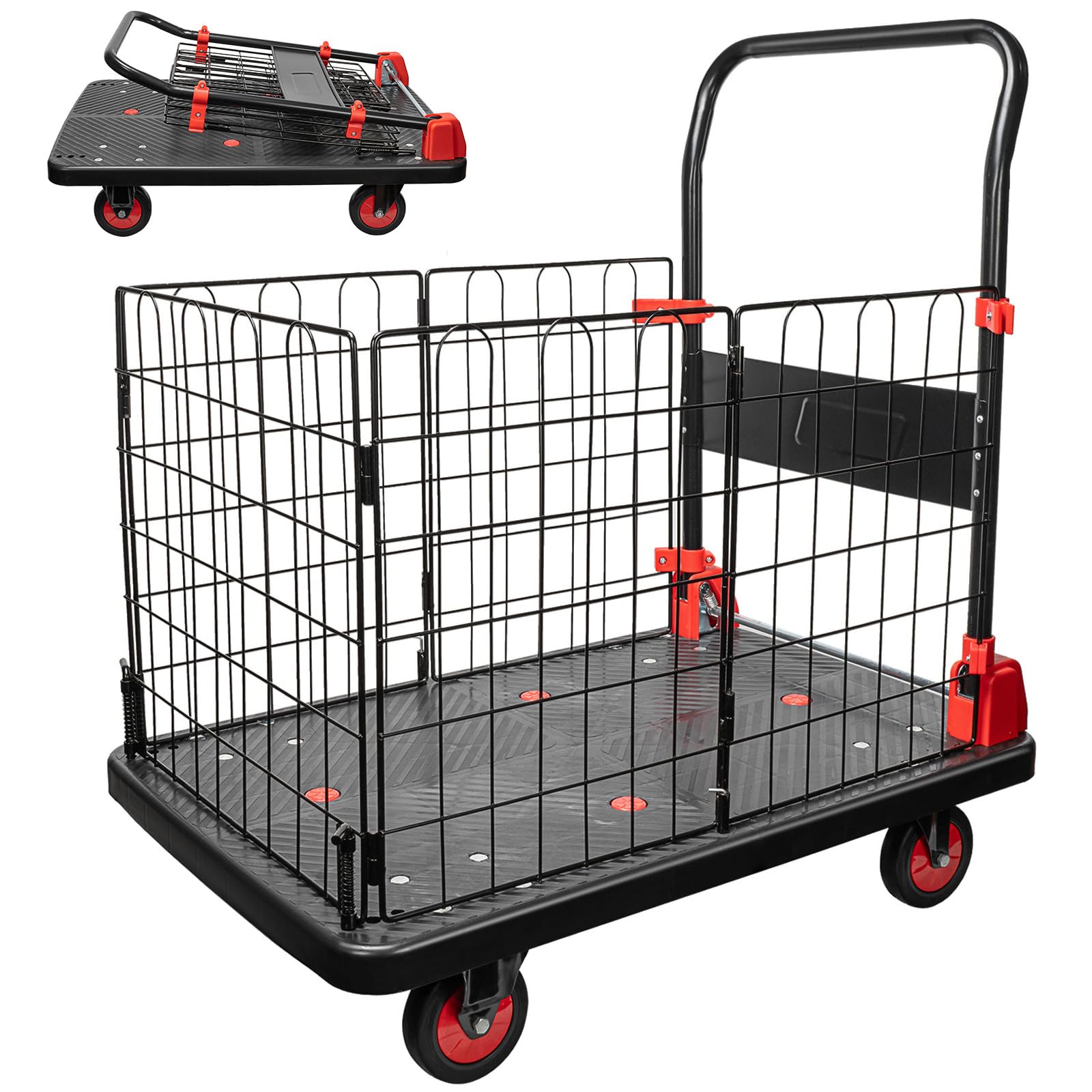 Mua Platform Truck Cart with Cage, 1400LBS Capacity Folding Hand Truck