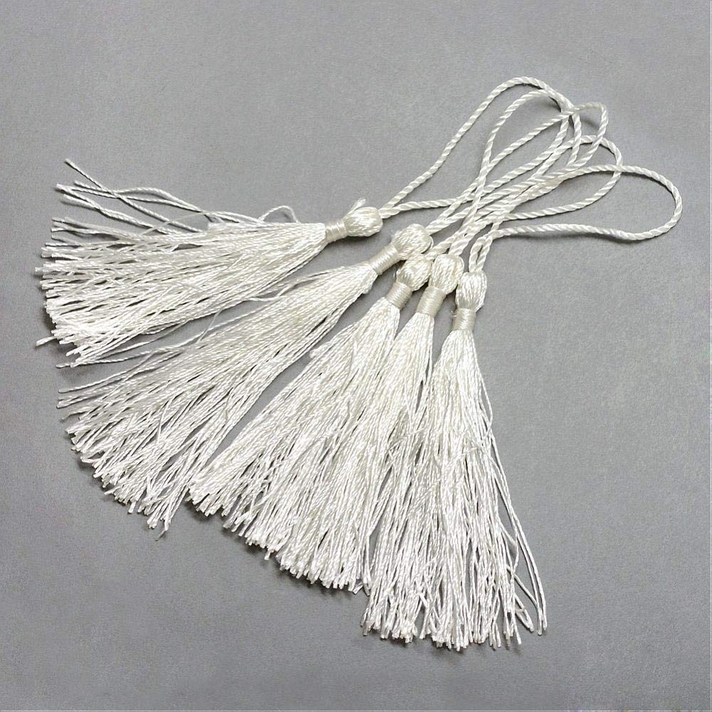50 x White Silky 13.5cm Crafts Making Tassels - Bookmarks, Scrapbooking and Cardmaking