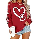 Ithalt Valentines Day Shirts Women Valentine Crewneck Sweatshirts Love Heart Sweatshirt Valentine's Long Sleeve Tops