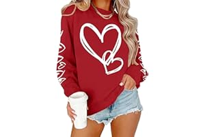 Ithalt Valentines Day Shirts Women Valentine Crewneck Sweatshirts Love Heart Sweatshirt Valentine's Long Sleeve Tops