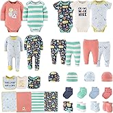 The Peanutshell Baby Layette Gift Set for Baby Boys or Girls - 30 Piece New Born Unisex Gift Set, Clothes & Newborn Essentials Must Haves - Clothes 0-3 Months - Happy Camper