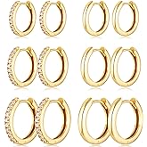 Gold Hoop Earrings Set Huggie Hoop Earrings Hypoallergenic Tiny Lightweight Cartilage Cubic Zirconia Jewelry Everyday Earrings for Women Piercing