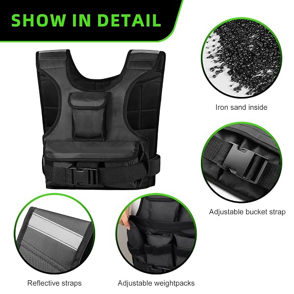 ADJUSTABLE WEIGHTED VEST FOR WOMEN, CUSTOMIZABLE 0-18 LBS STRENGTH TRAINING VEST WITH 10 REMOVABLE SANDBAG, BREATHABLE DESIGN, REFLECTIVE SAFETY STRIPS & MULTI-PURPOSE POCKETS FOR RUNNING, HIKING, AND FITNESS