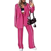 PRETTYGARDEN Women's Fall Spring 2 Piece Blazer Outfits Business Casual Oversized Jacket Wide Leg Work Pants Dressy Suit Set