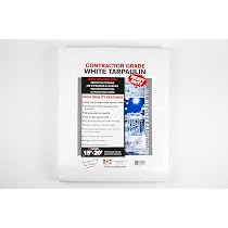 Canadian Tarpaulin 20' X 30' White Contractor Grade Tarp – Heavy-Duty 4.25 Oz/sq Yd, Water-Resistant, UV Additives, 36" Center Eyelets, Corner Reinforcements – Hoarding, Job Site, Rink Liner